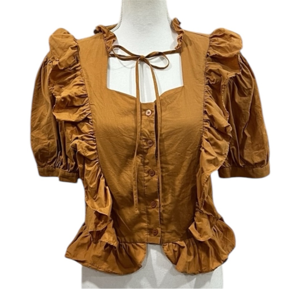 HELDER Korean Couture Corset Style Peplum Ruffled Spice Blouse